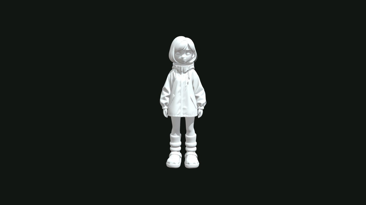 Media 1 for listing 卡通短发少女IP角色｜休闲蓝外套3D模型
