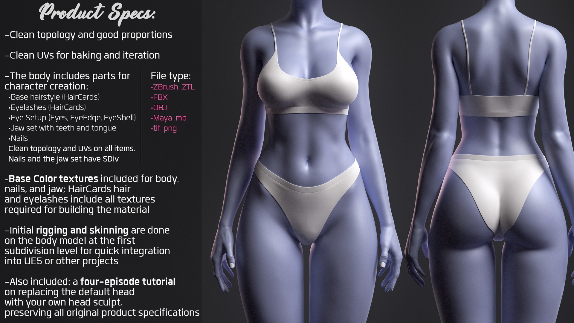 Media 1 for listing Advanced High Poly Female Basemesh - Body 03