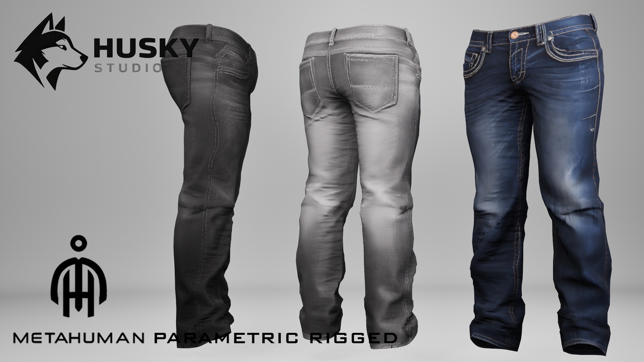 Media 1 for listing Jeans - 9 - Parametric - Outfit - MetaHuman - Rigged