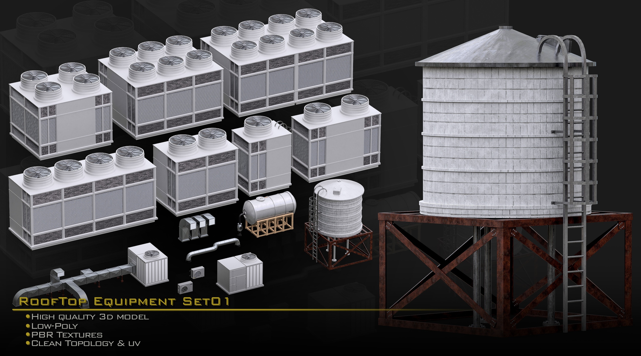 Media 1 for listing Rooftop Equipments Set01