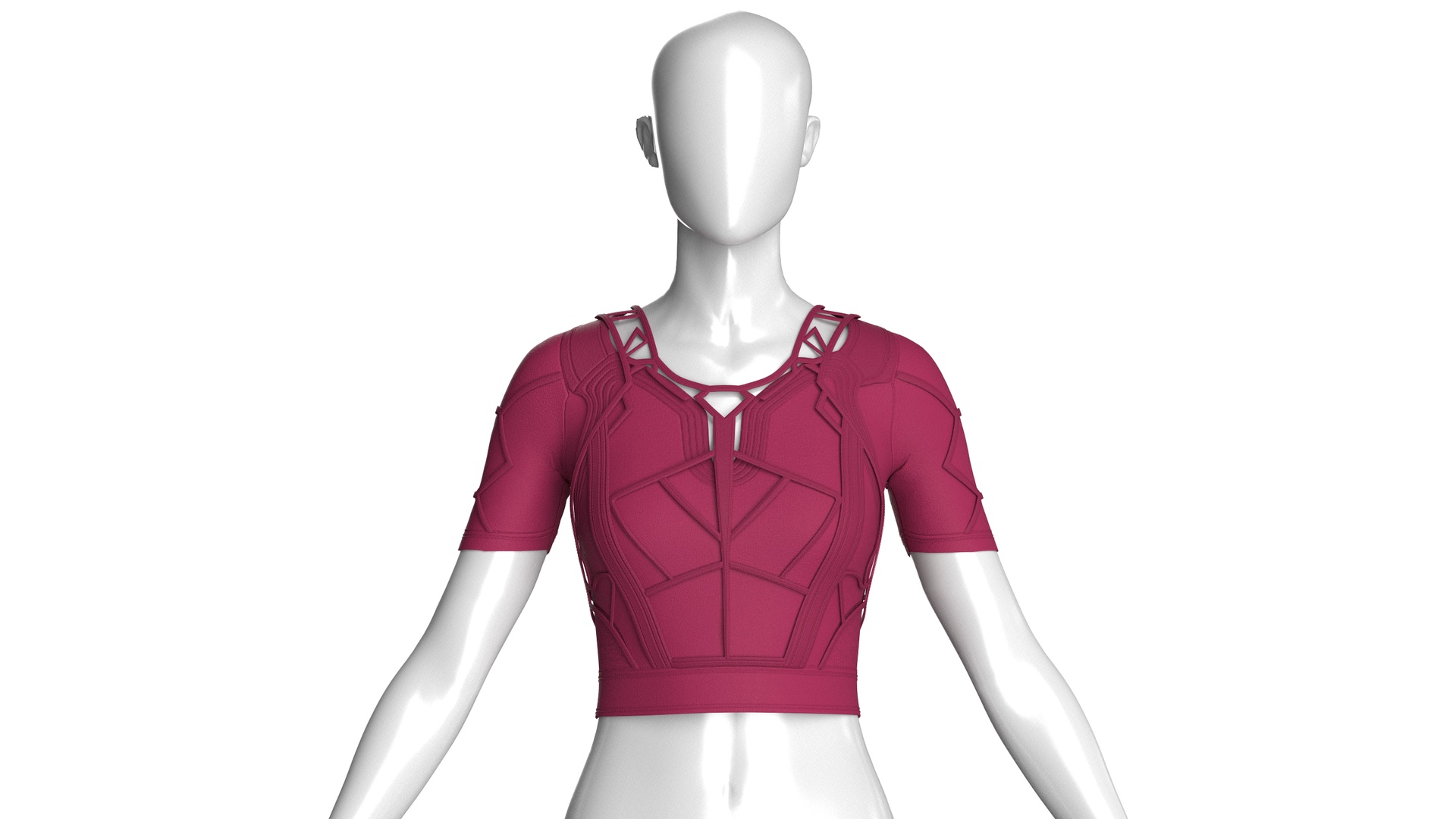Media 1 for listing Girls Short Sleeve Crop Top With Piping | High Poly