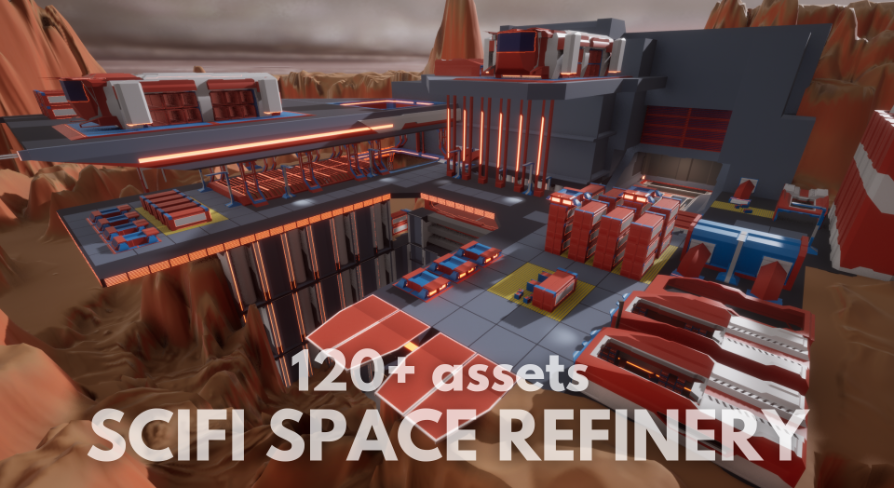 Scifi space refinery - 120+ modular asset for your Lowpoly Games | Fab