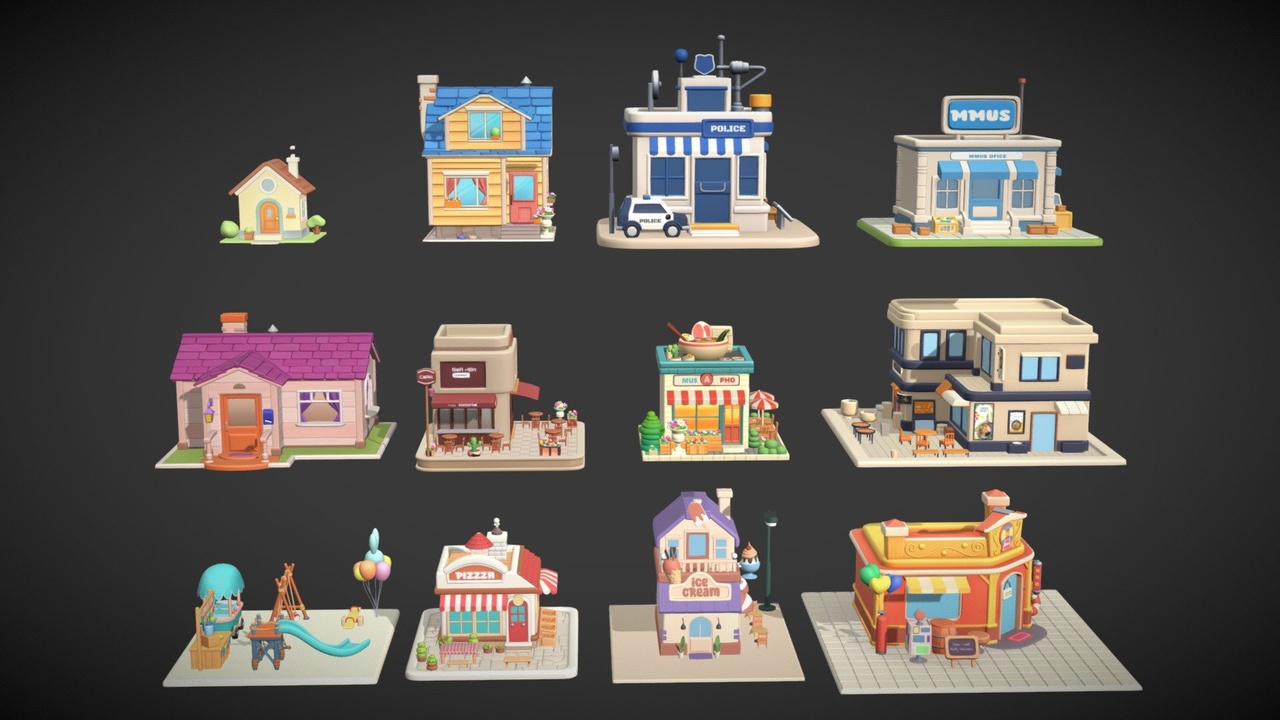 Media 1 for listing Game Ready Cartoon Stylized House Pack (Unity + UE5)