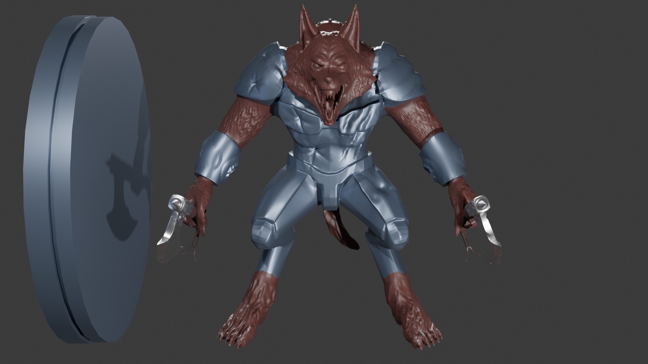 Media 1 for listing Sci-Fi Werewolf Warrior – High-Poly 3D Print Ready Asset (incl. .blend)