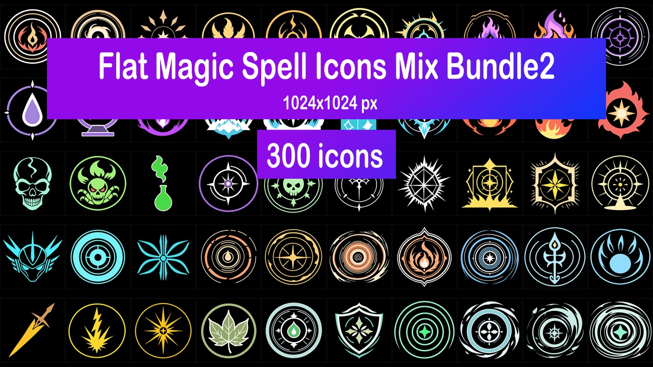 Media 1 for listing Flat Magic Spell Icons Mix Bundle2