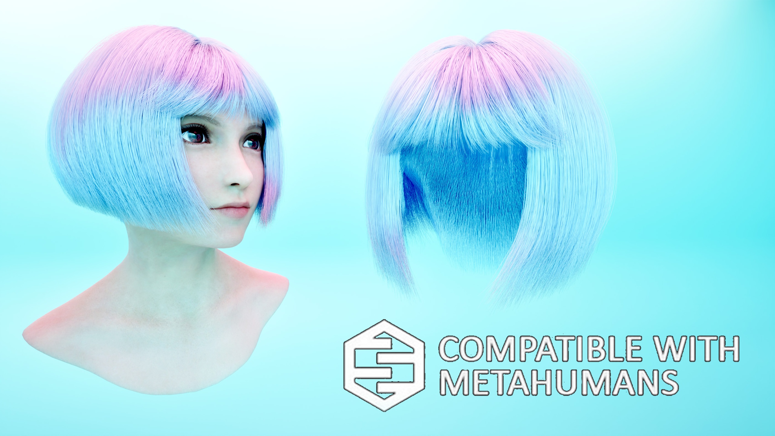 商品 Real-time Short Bob Hair For Metahuman Vol.2 - Straight 的媒体 1