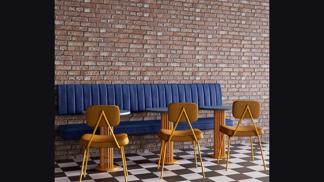 商品 Cafe Seating Area with brick wall 的媒体 1