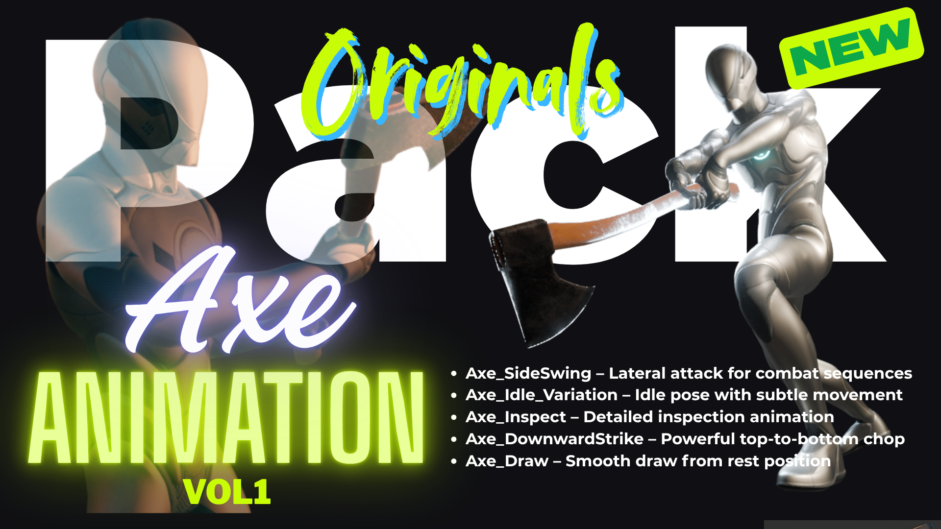 3D Animation: Pack Originals – Axe (Unreal Engine 5.6 Ready) | Fab