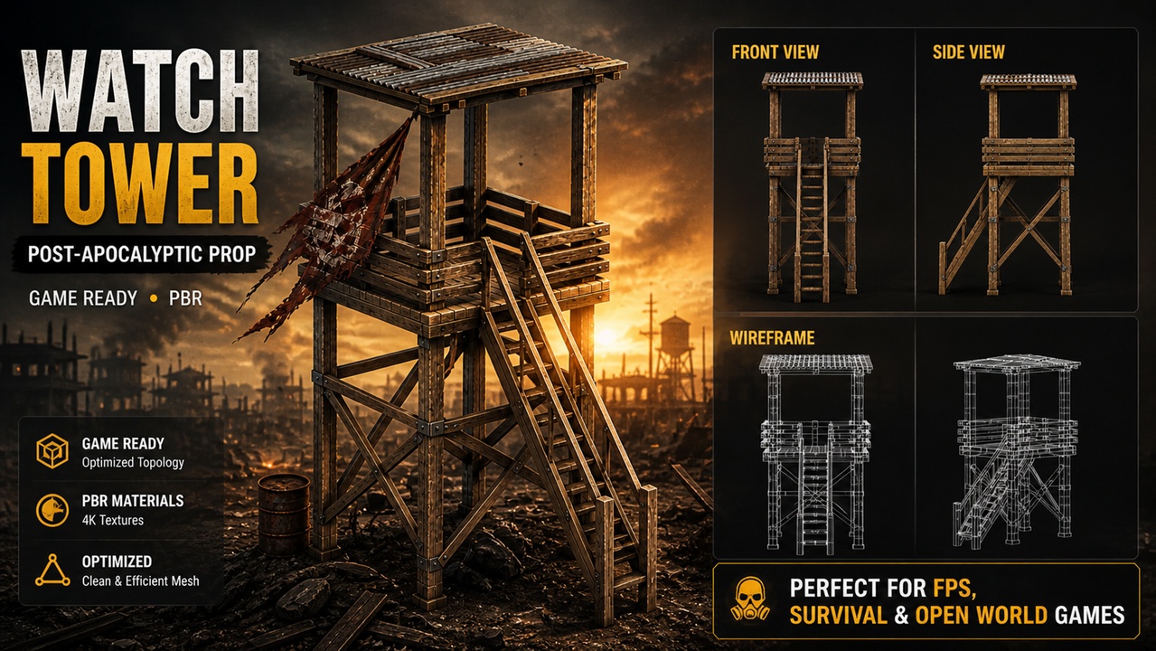 Media 1 for listing Post-Apocalyptic Watch Tower 3D Model