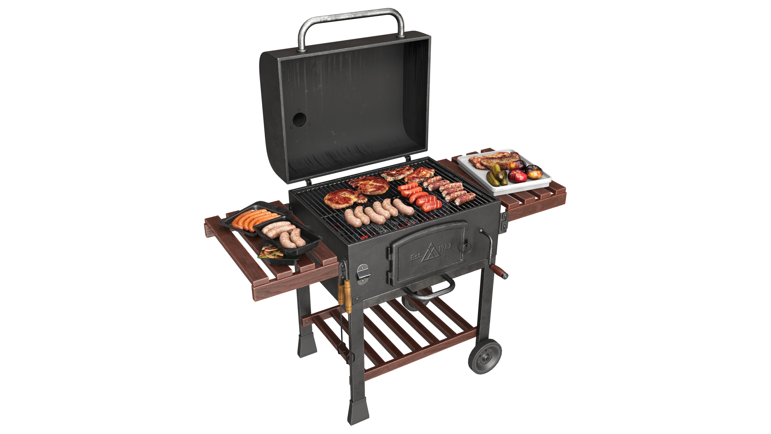 Media 1 for listing Large grill set with roasted meat and accessories