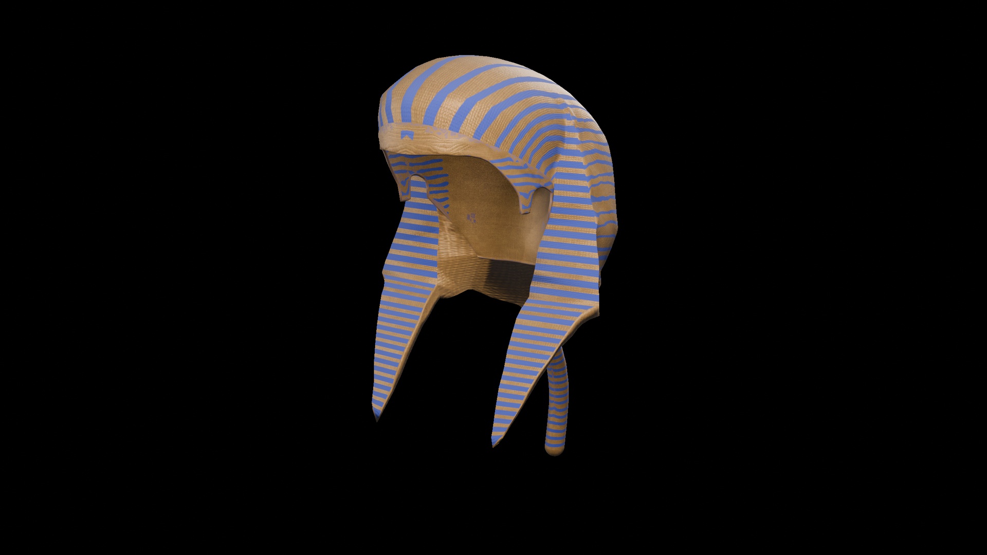 Media 1 for listing Nemes Headdress (Tapered Lappets) | Egyptian Pharaoh Striped Crown | Rigged PBR