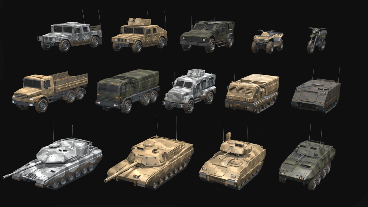 Media 1 for listing Low Poly - Military Vehicles