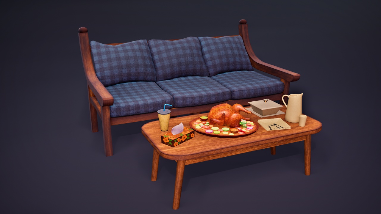 Media 1 for listing Low Poly Living Room Furniture & Dining Props Pack