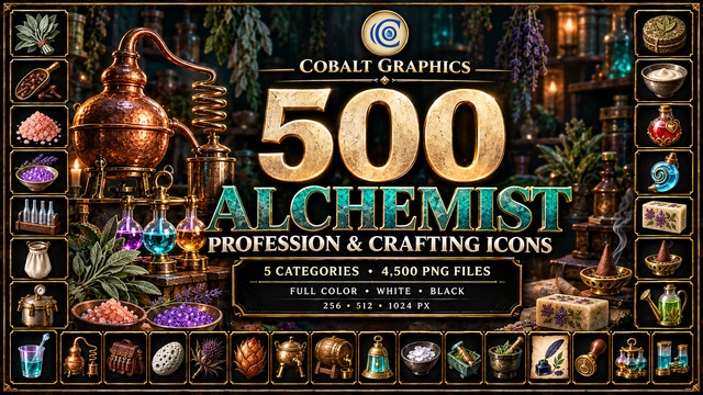 500 Alchemy Profession & Crafting Icons | RPG Potions, Ingredients & Tools — Cobalt Game Assets