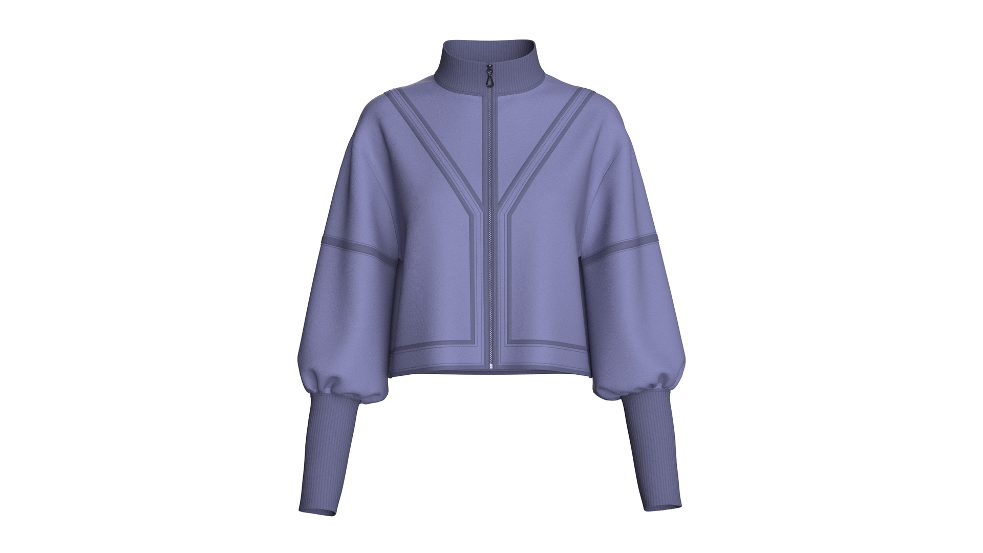 Media 1 for listing Girls Zip - Up Cropped Jacket With Puff Sleeves | High Poly