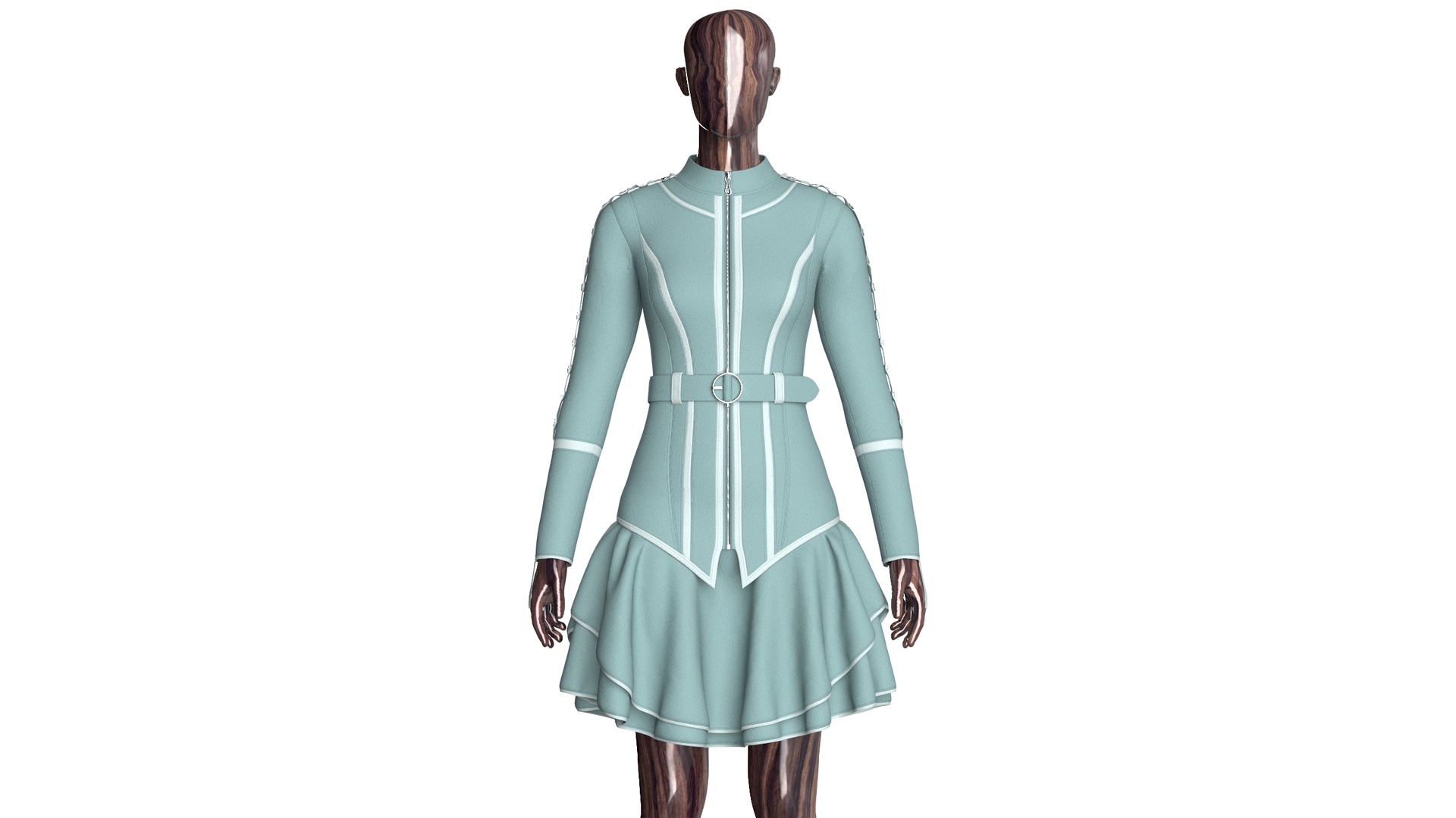 Media 1 for listing Girls Full - Zip Ruffle Mini Dress With Belt | High Poly