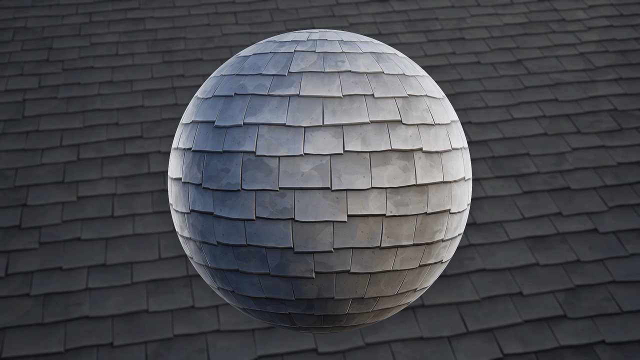 Media 1 for listing Stylized Roof Tiles 03A - Material