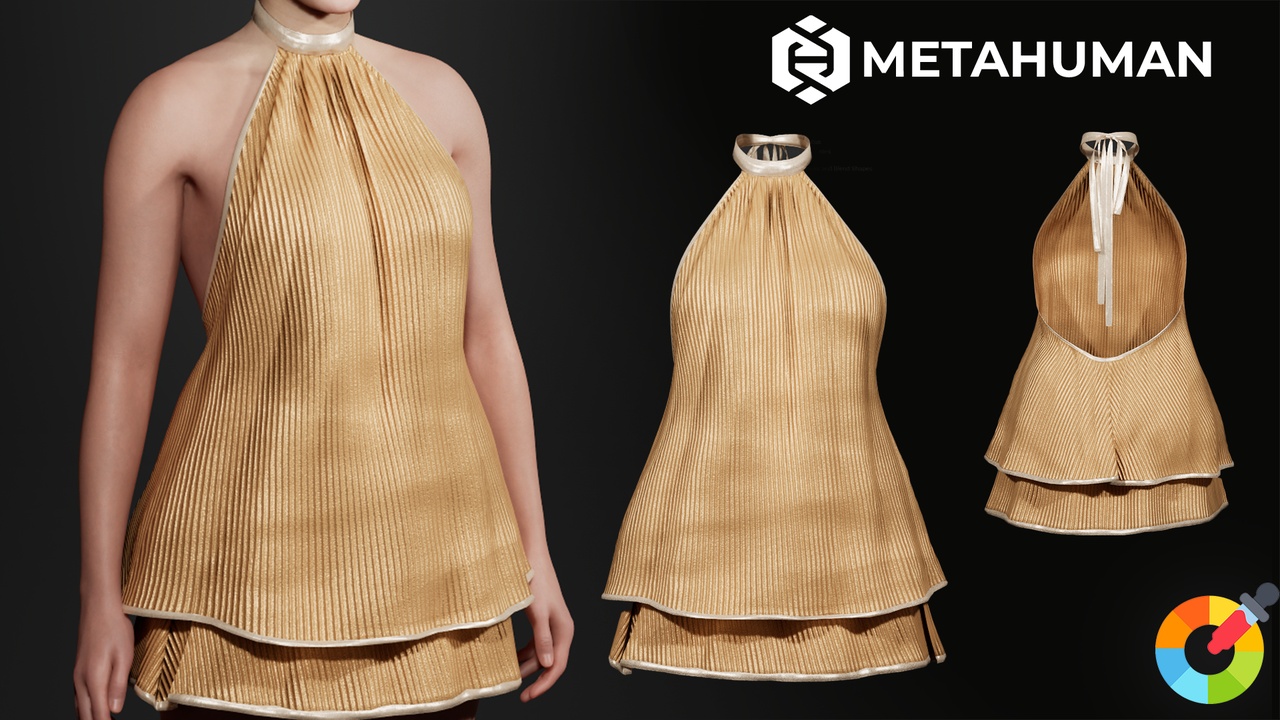 Media 1 for listing Halter Mini Dress - Parametric Metahuman Clothing | Recolorable
