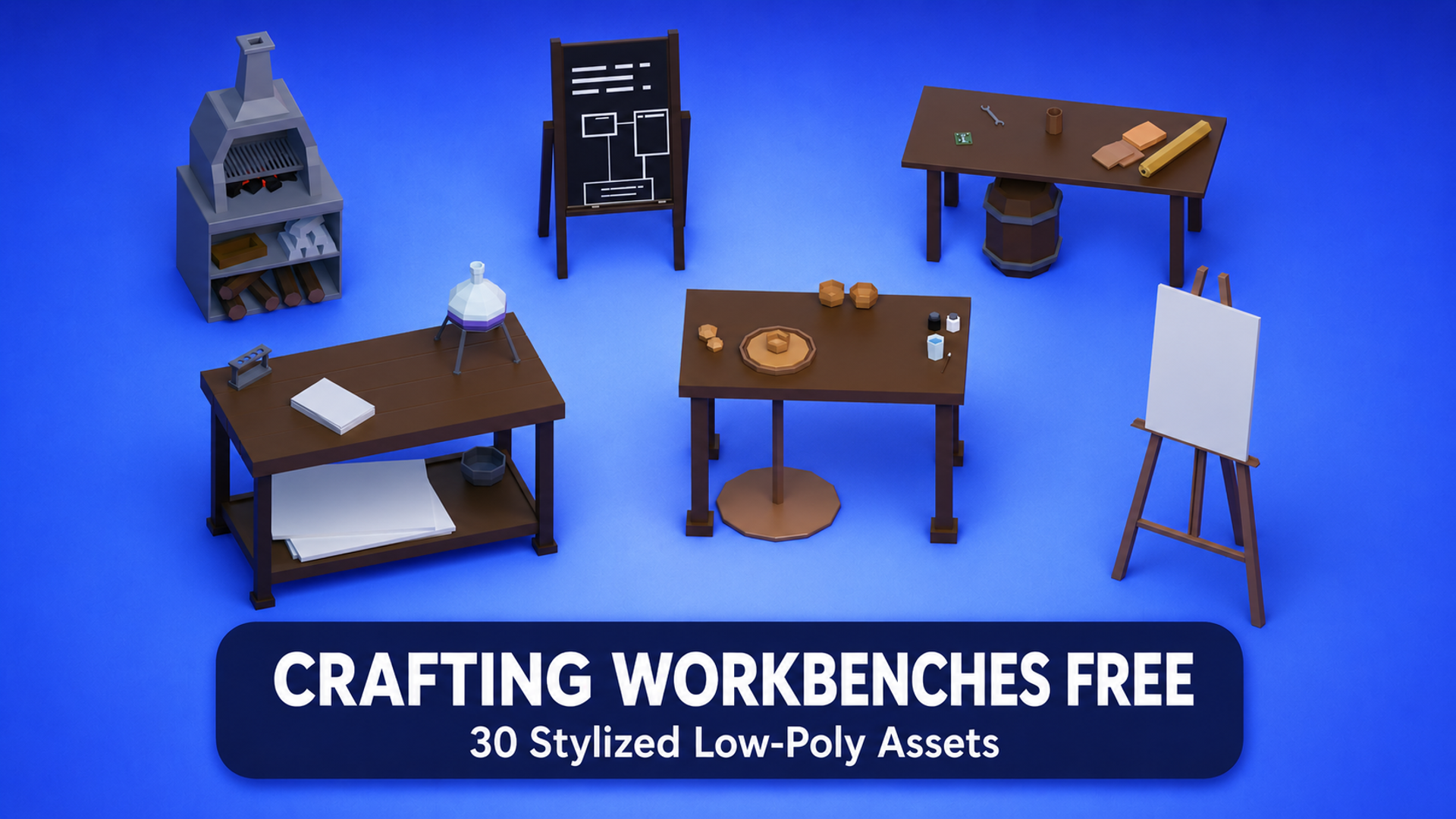 Crafting Workbenches Free Sample - 30 Stylized Low-Poly Assets | Fab