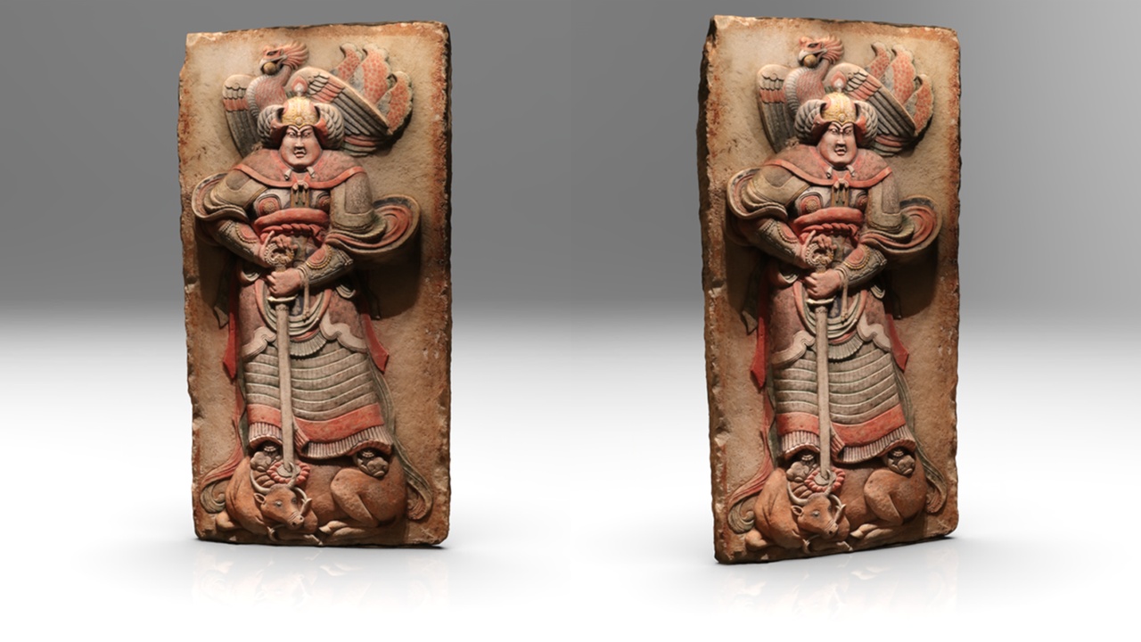 Media 1 for listing Painted Stone Relief with Warrior