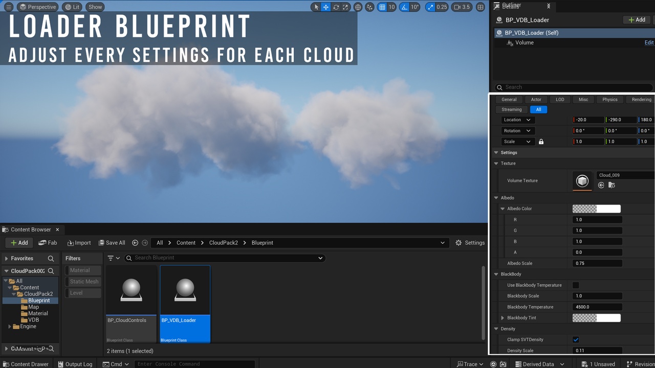 Media 1 for listing Volumetric Cloud (VDB) with Blueprint Loader - Pack 2