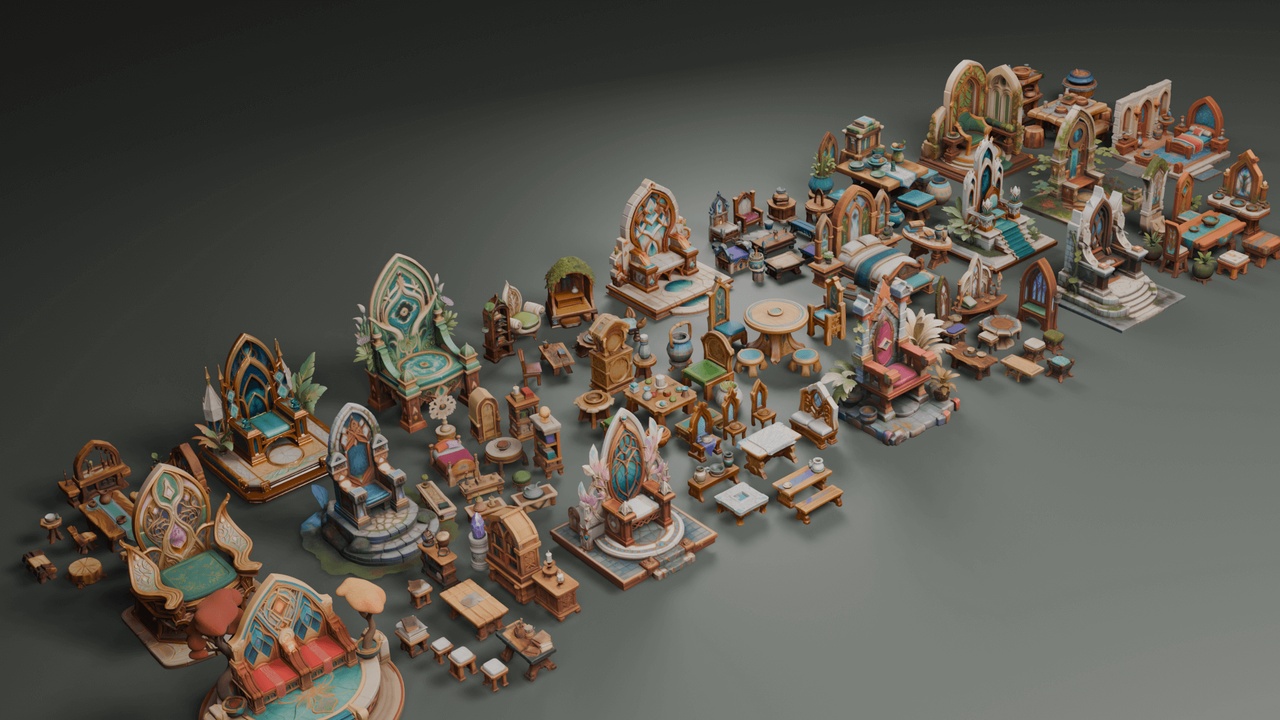 Media 1 for listing Stylized Elven Furniture Set 1🧝