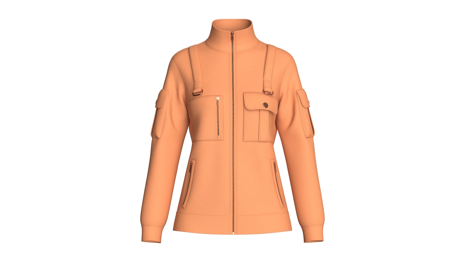 Media 1 for listing Girls Full - Zip Multi Pocket Utility Jacket | High Poly