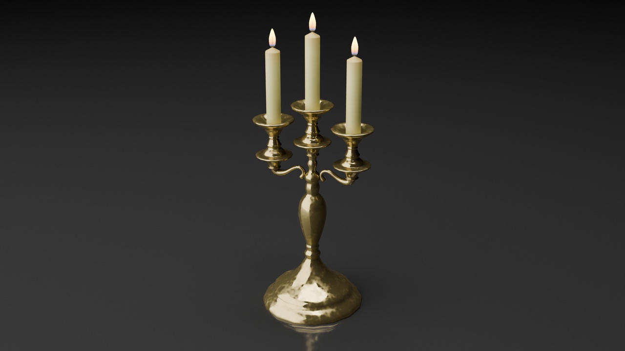 Media 1 for listing Ornate Brass Three-Candle Candelabra