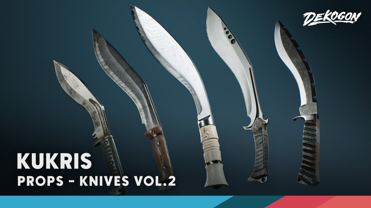 Media 1 for listing Knives VOL.2 - Kukris (4K Textured FPS Tactical Knives)
