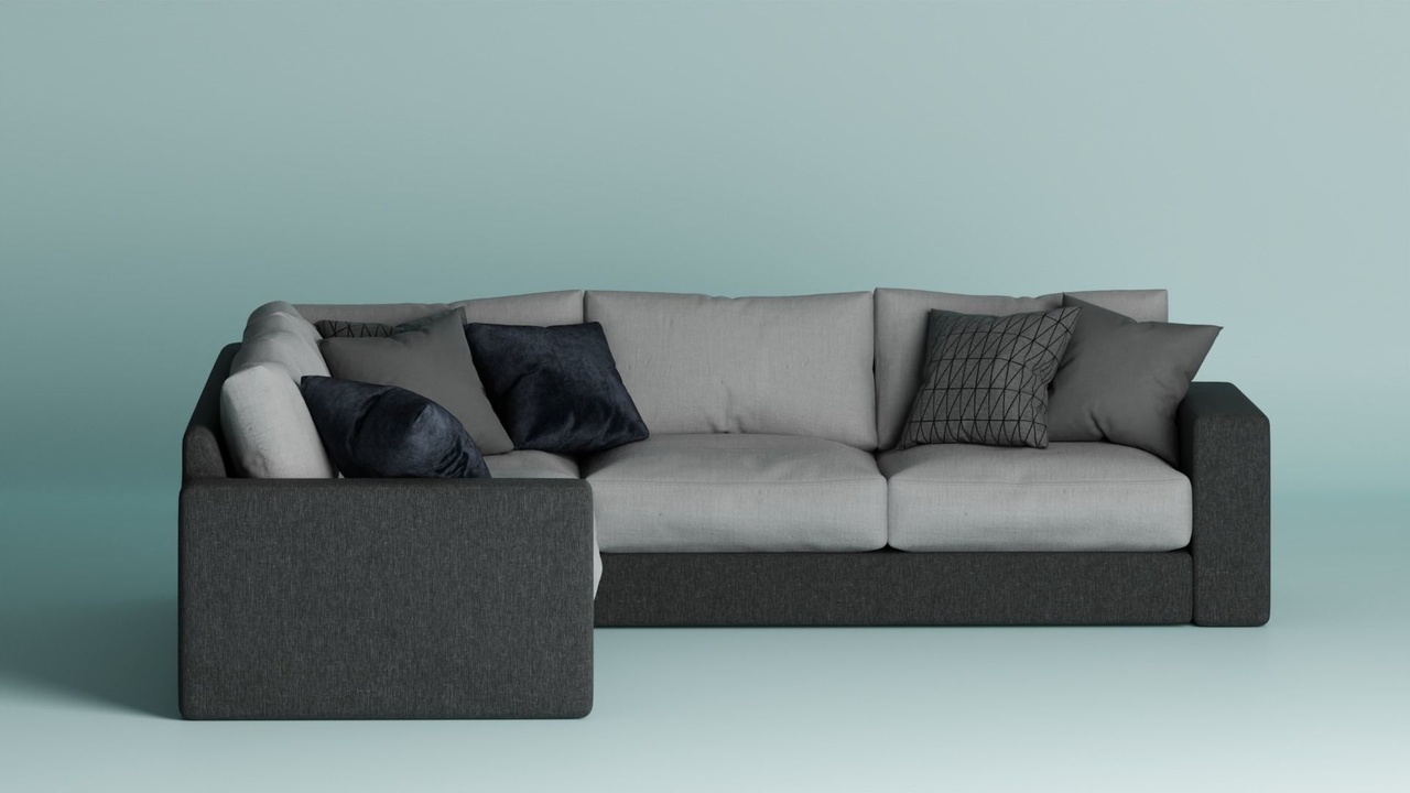 Media 1 for listing Modern Fabric Corner Sofa with Cushions (3D Model)