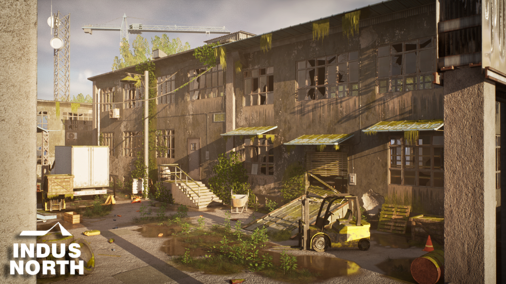 Post-Apocalyptic Factory - Overgrown Factory Facility & Vehicles | Fab