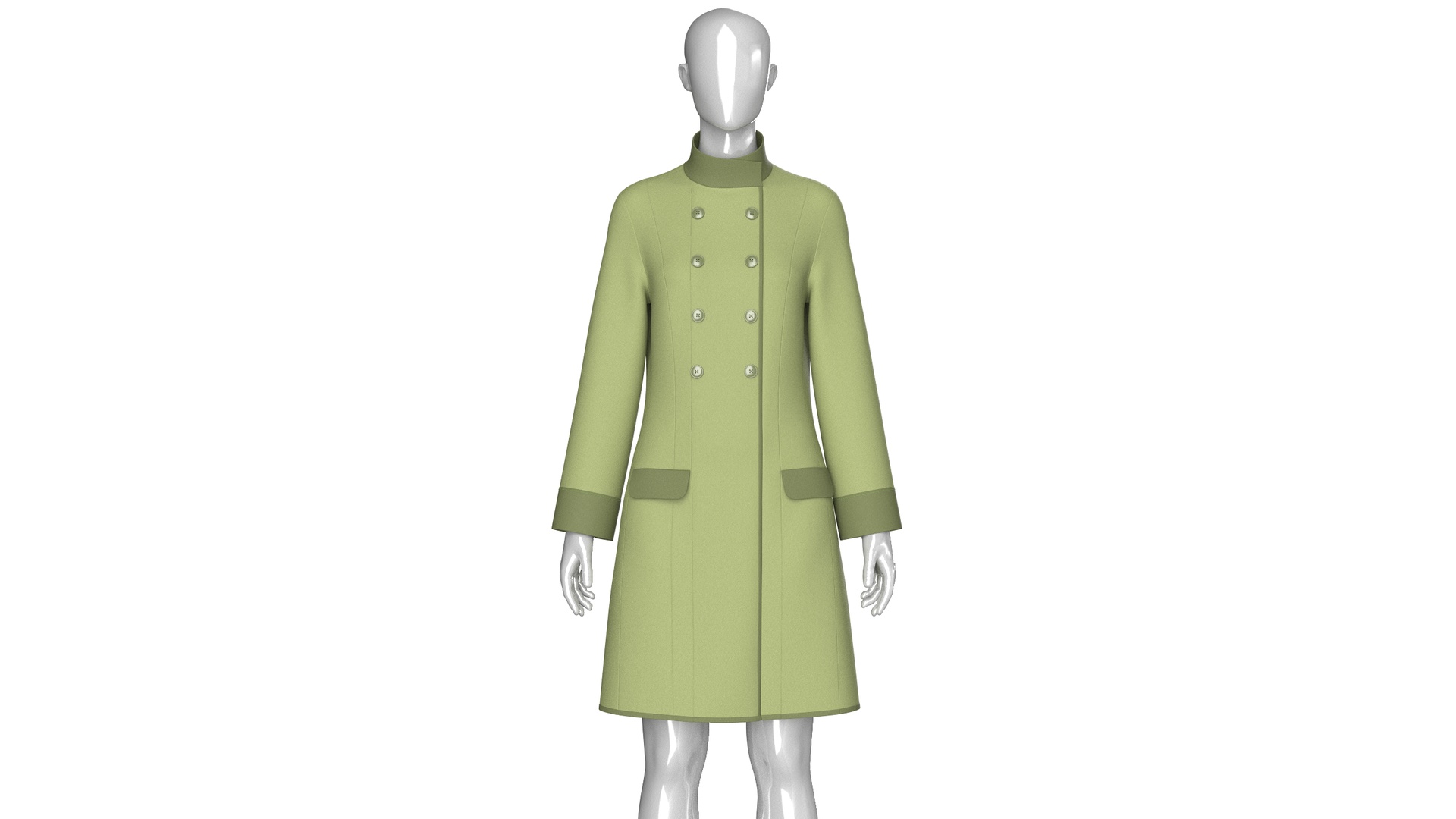 Media 1 for listing Girls High Neck Double Breasted Coat Dress | High Poly