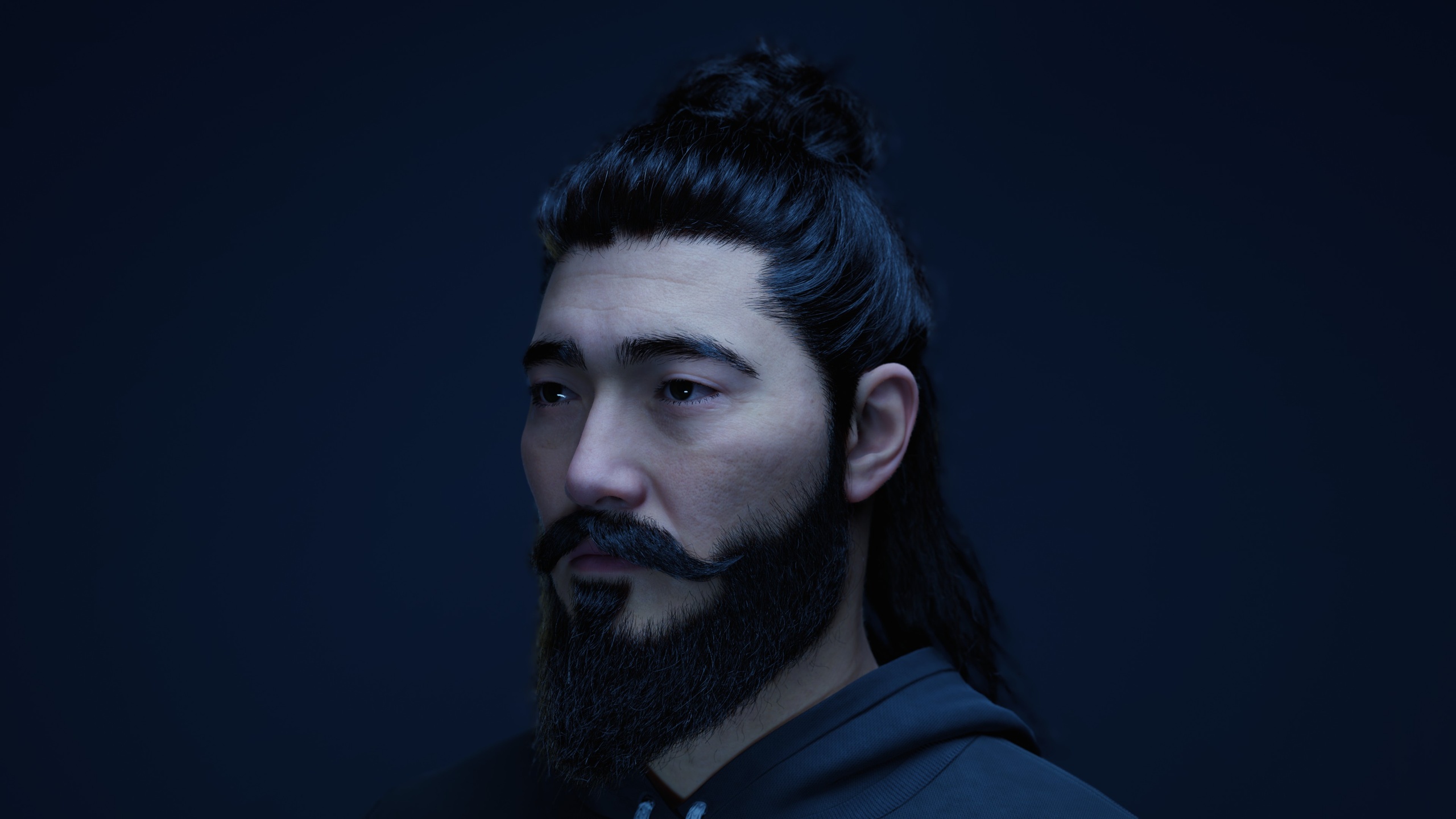Media 1 for listing MetaHuman Man Bun Hair & Beard Groom – Mustache, Eyebrows