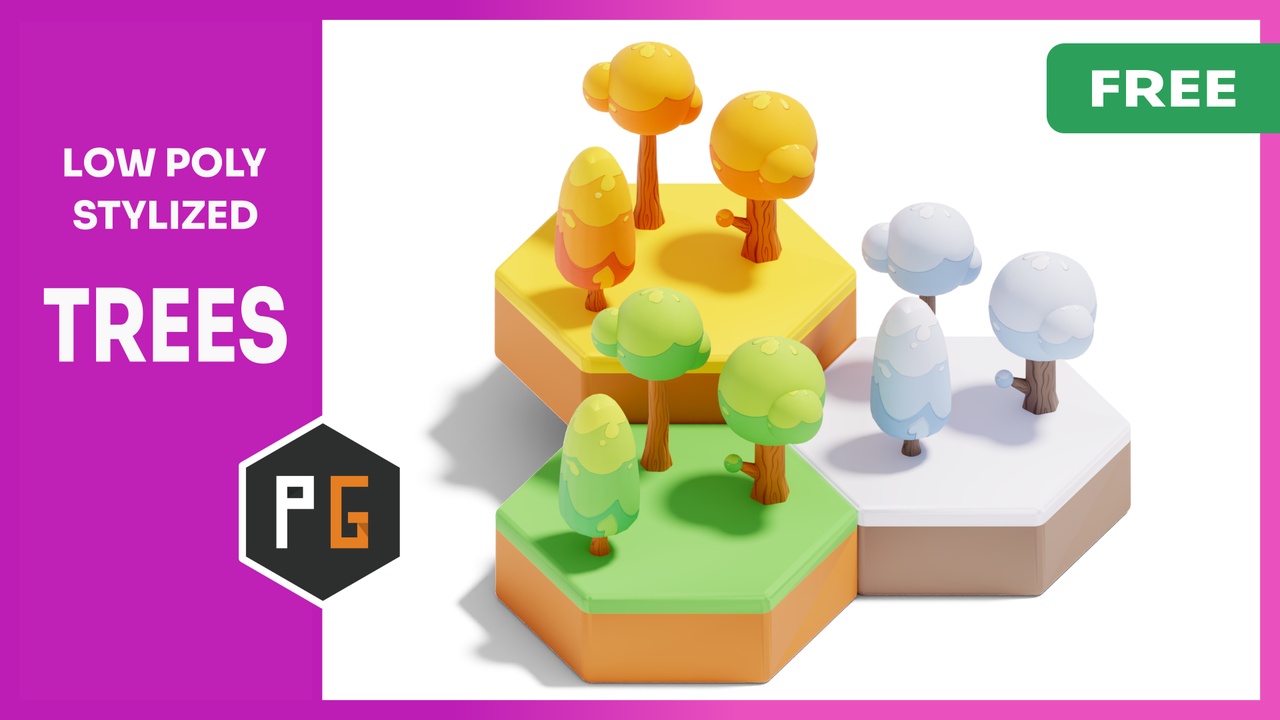 Media 1 for listing Low Poly Stylized Trees — Free Pack