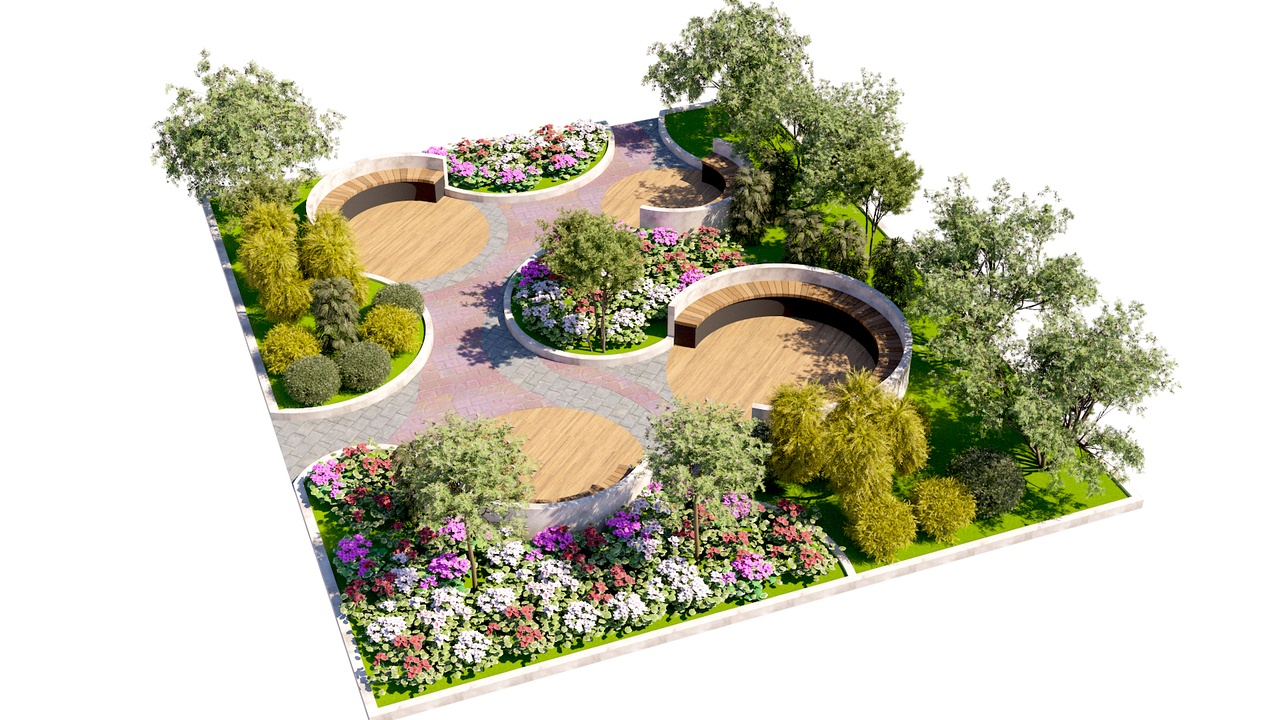 Media 1 for listing Curved Garden Courtyard with Seating