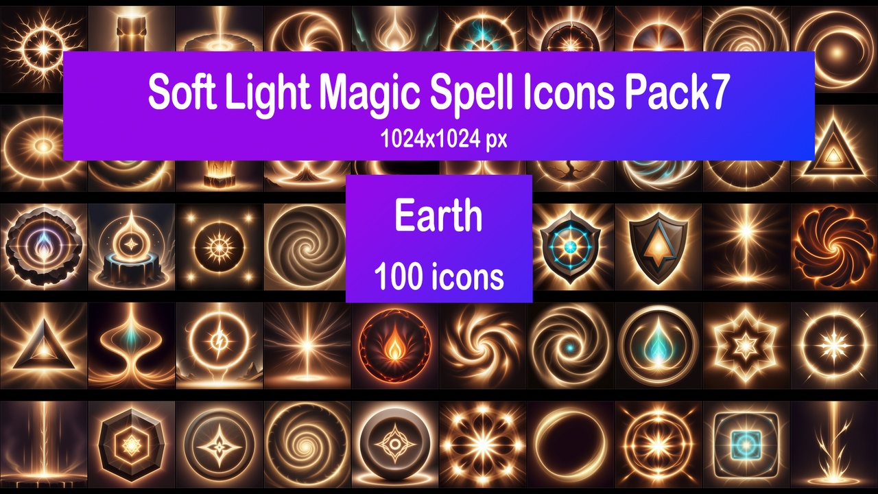 Media 1 for listing Soft Light Magic Spell Icons Pack7 - Earth