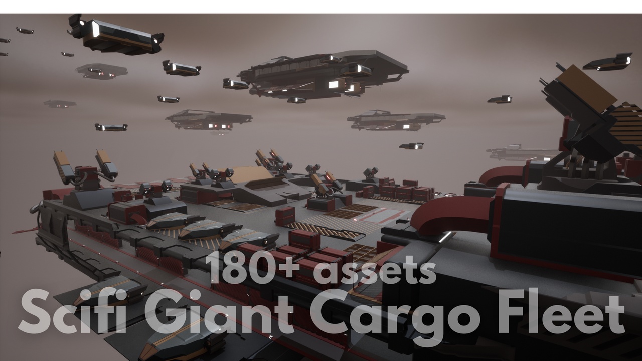 Media 1 for listing Scifi Giant Cargo Fleet - 180+ modular asset for your Lowpoly Games