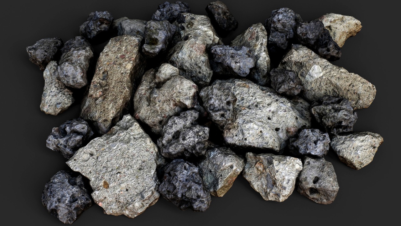 Media 1 for listing concrete small debris set pile DETAIL PBR photogrammetry
