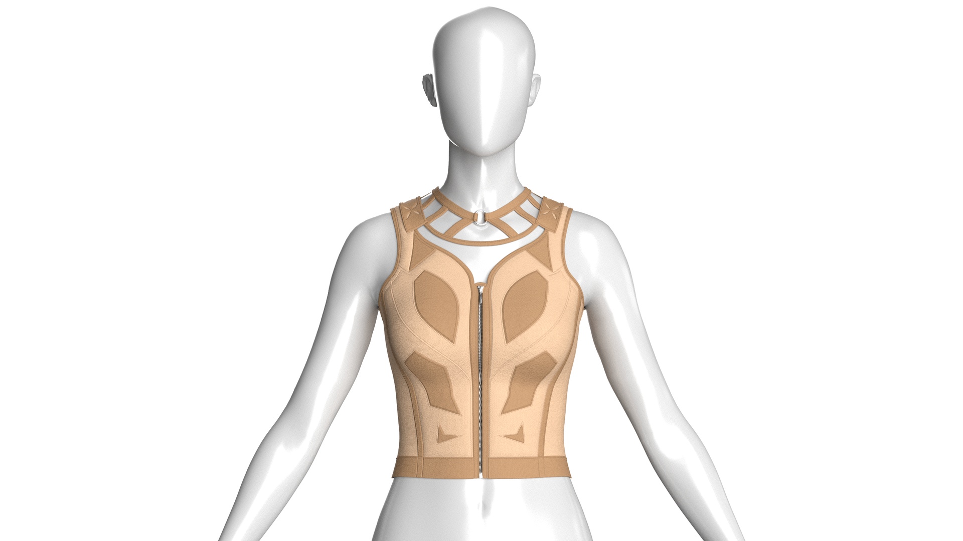 Media 1 for listing Girls Crop Top With Cutout Neckline Collar | High Poly