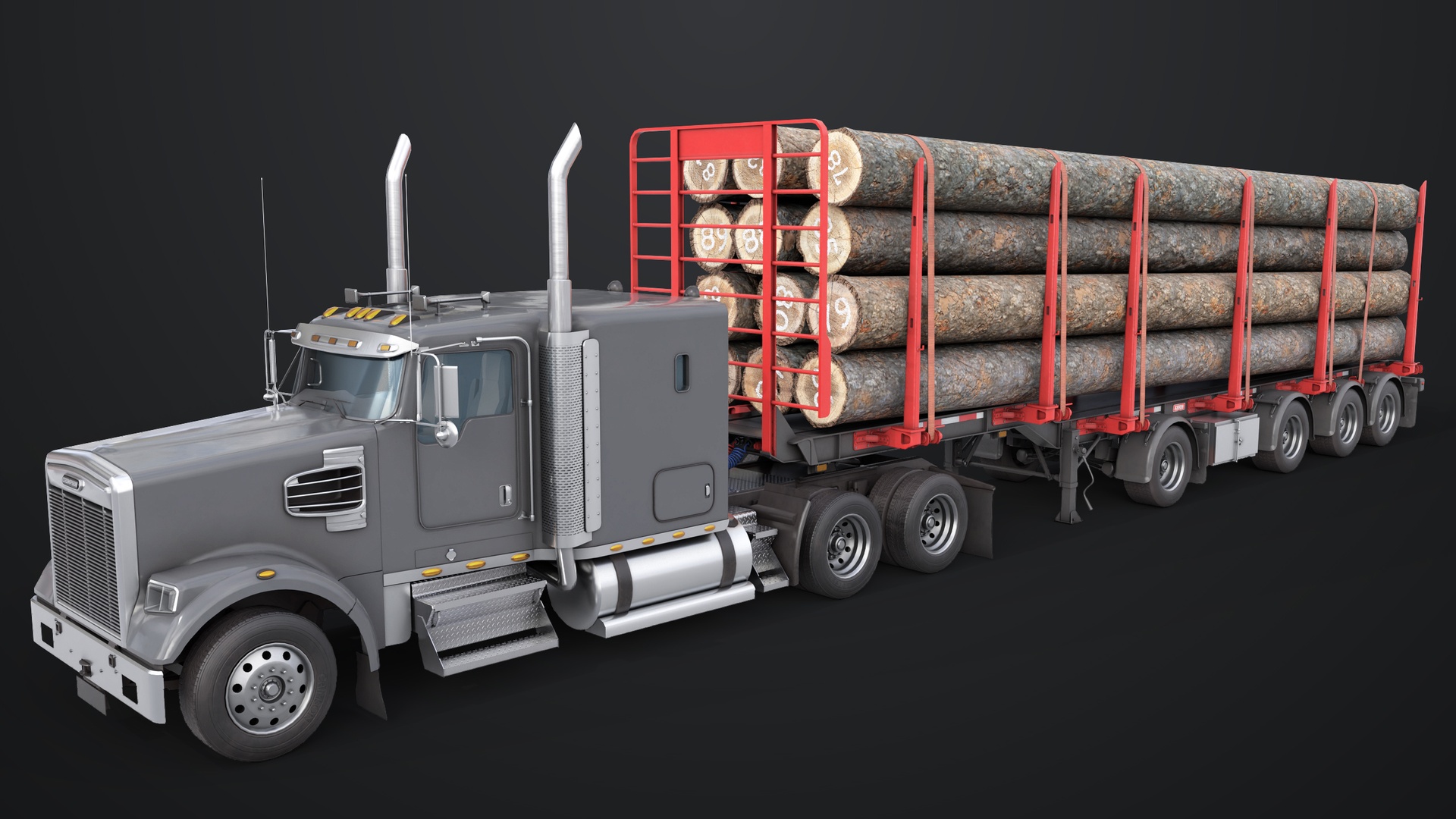 Media 1 for listing Truck 07 Log Trailer Generic  Grey All PBR Unity UE Textures