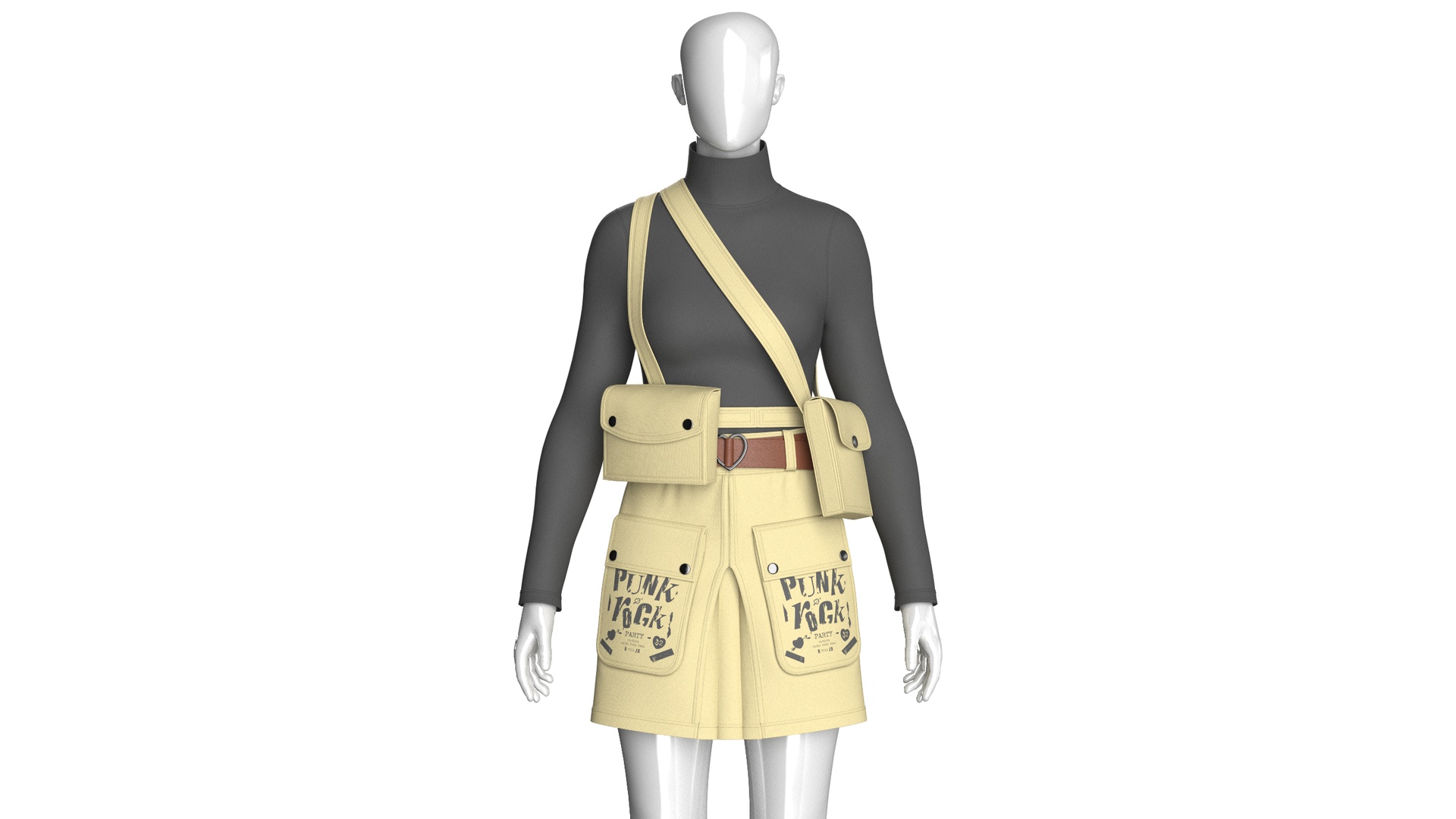 Media 1 for listing Girls High Neck Top With Cargo Skirt - Outfit | High Poly