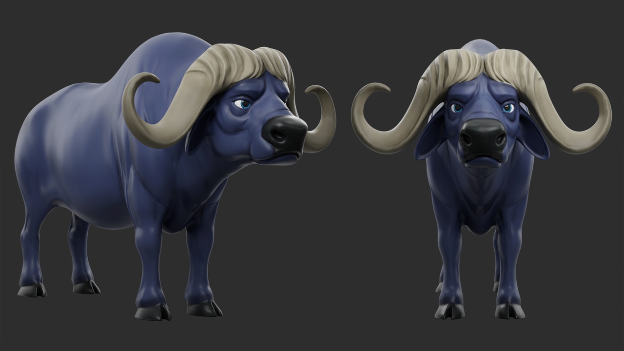 Media 1 for listing Stylized African Buffalo  - Topology + UV Map