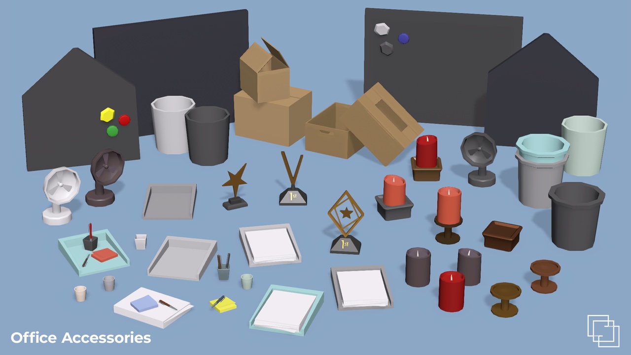 Multimedia 1 para anuncio Office Props - Low Poly House Items