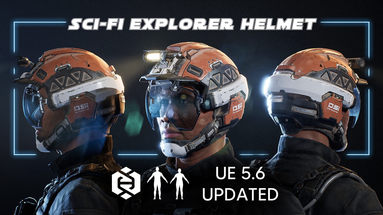 Media 1 for listing Sci-Fi Explorer Helmet - Low Poly, Game-Ready, Customizable