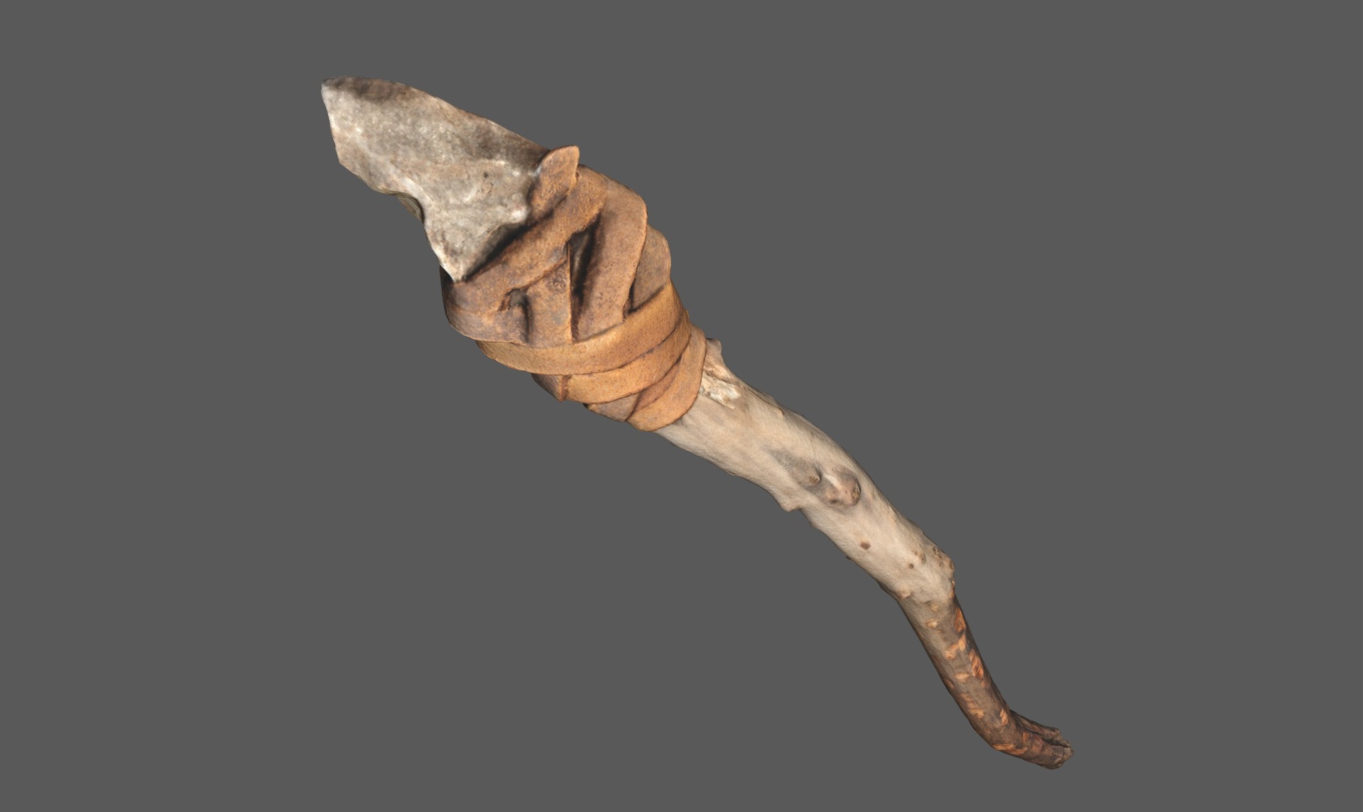 Media 1 for listing Prehistoric wooden club featuring a stone