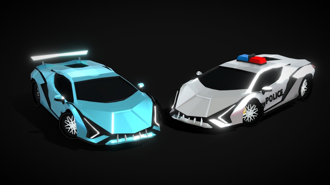 Media 1 for listing Low Poly: Italian Sports CAR & Police CAR - 3D Super Car Model