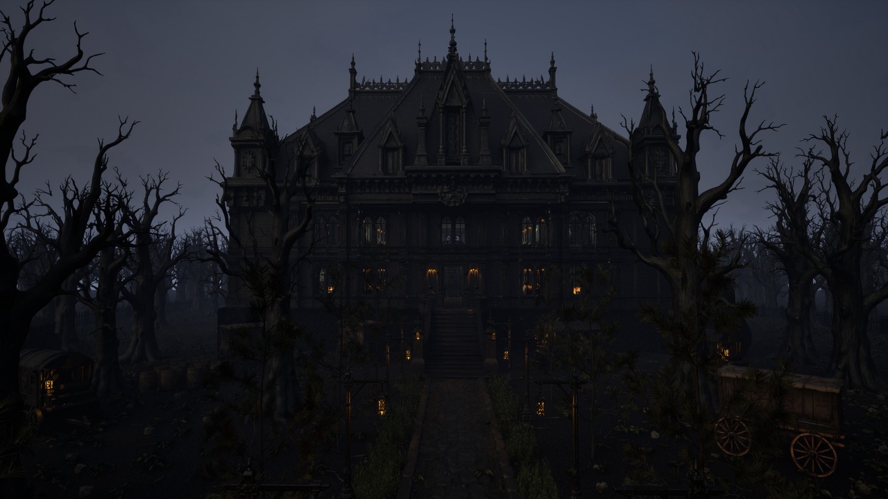 Media 1 for listing Grimhaven Dark Gothic Victorian Manor Estate Foggy Garden Railway Train Forest