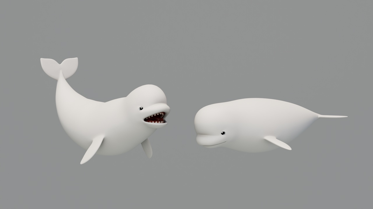 Media 1 for listing Rigged Cartoon Beluga Whale