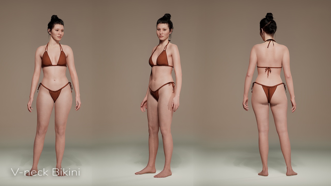 Media 1 for listing V-Neck Bikini - MetaHuman Compatible - Female Bodies - Blender & FBX Files