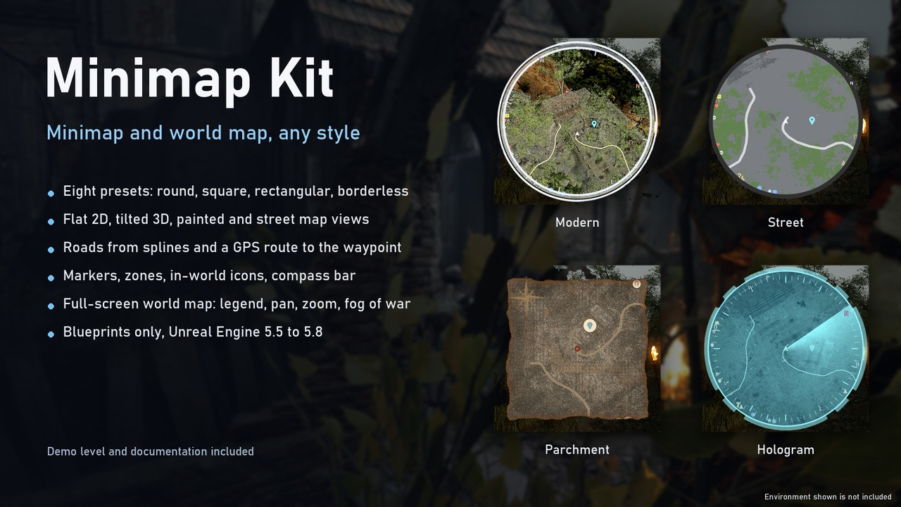 Media 1 for listing Minimap Kit - Minimap, World Map, GPS Route, Compass & Fog of War